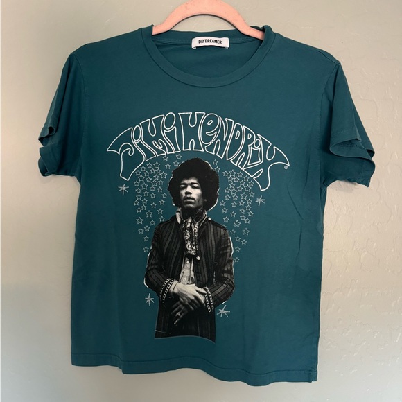 Daydreamer LA Jimi Hendrix Solo Glitter Star Tee Blue Short Sleeve Cotton XS - Picture 3 of 6